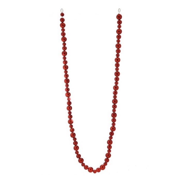 6' Shiny Red Ball garland