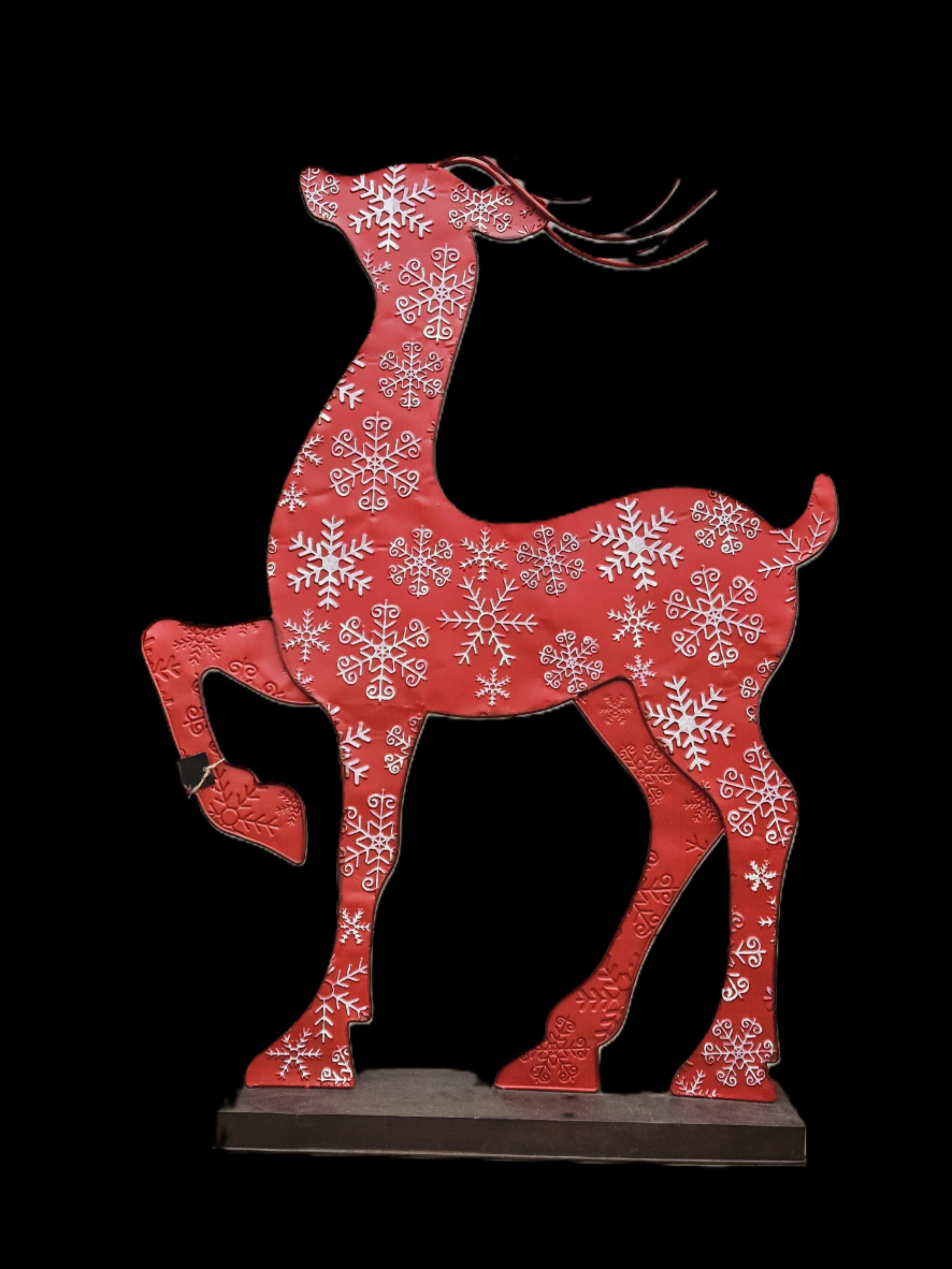 Red Deer with White Snowflakes